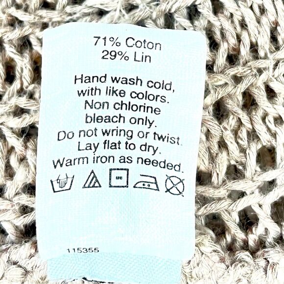 Madewell Coffeehouse Brown Linen Blend Knit Pullover Sweater Jumper Beige Size M - Picture 8 of 9